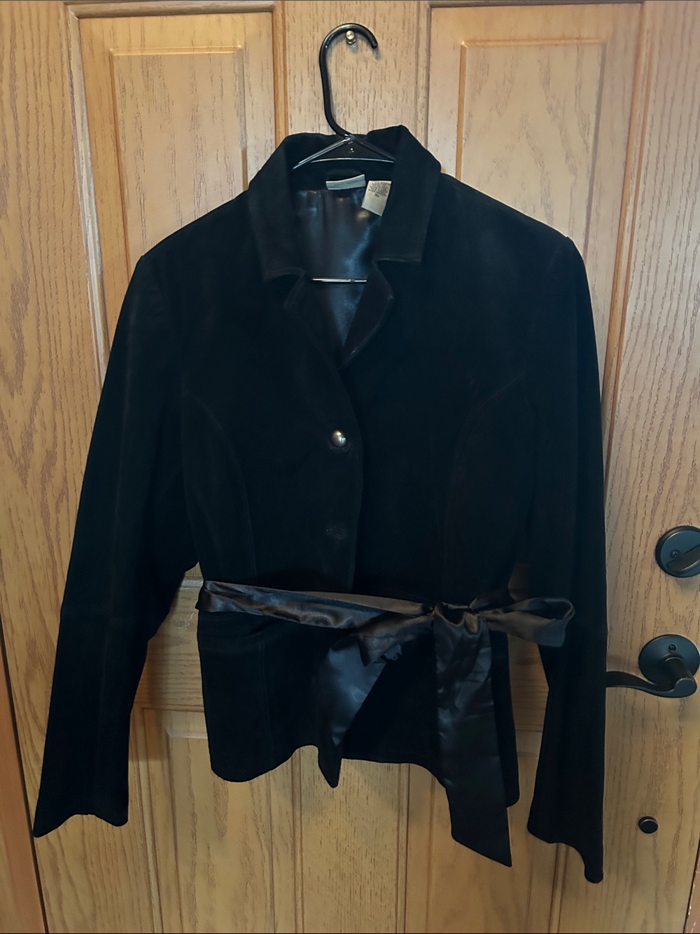Ruff Hewn Black Suede Belted Blazer Jacket
